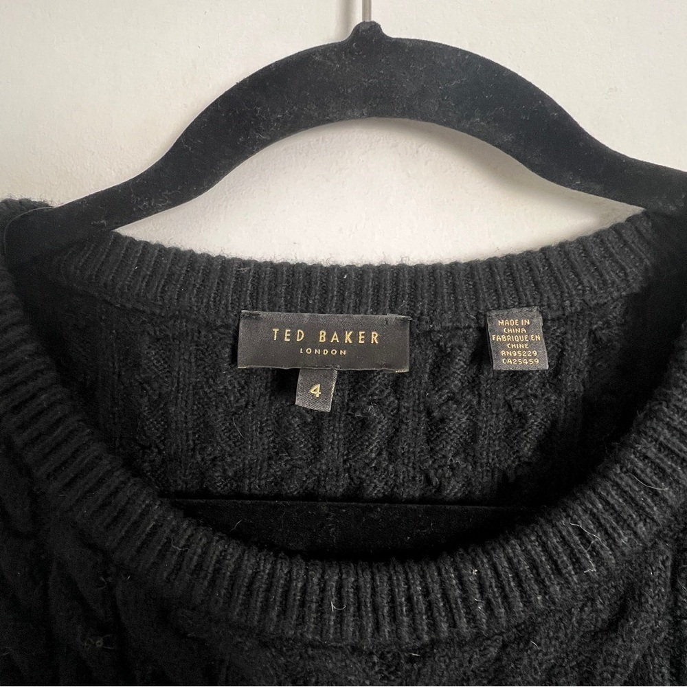 Ted Baker London Women's US 8/10 Black Mereda Cable Knit Peplum Sweater - Picture 10 of 12